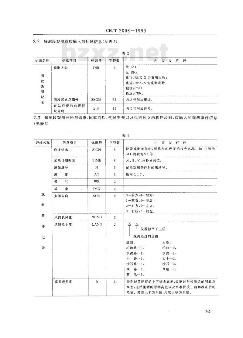 CH/T 2006-1999 水准测量电子记录规定