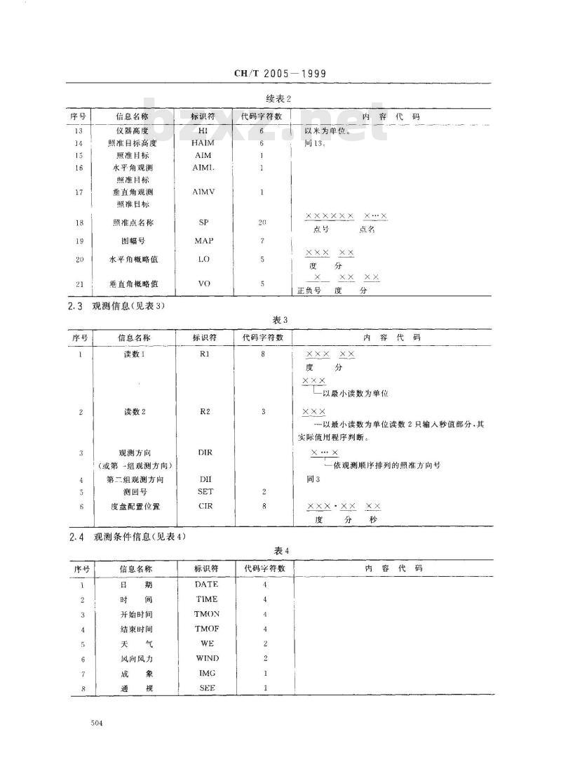 CH/T 2005-1999 三角测量电子记录规定
