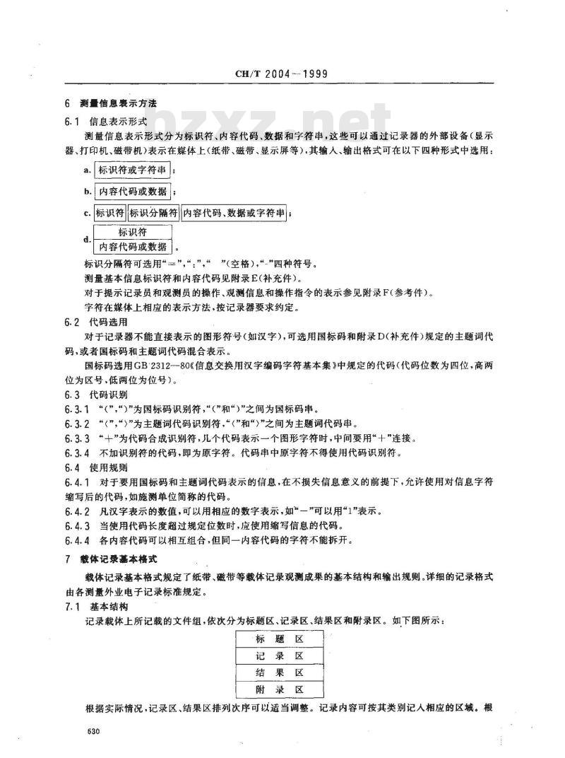 CH/T 2004-1999 测量外业电子记录基本格式