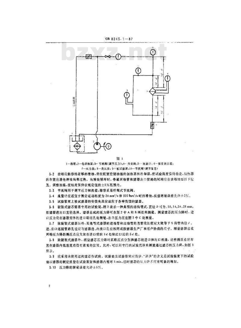 GB/T 8243.1-1987 柴油机全流式滑油滤器试验方法 压力降/流量特性