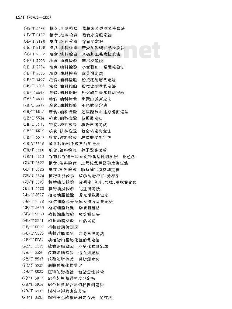 LS/T 1704.3-2004 粮食信息分类与编码 粮食检验 第3部分：标准方法分类与代码
