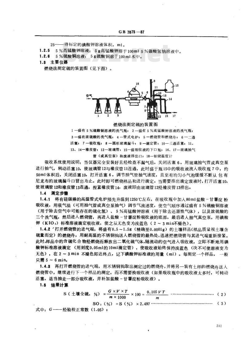 GB 7875-1987 森林土壤全硫的测定