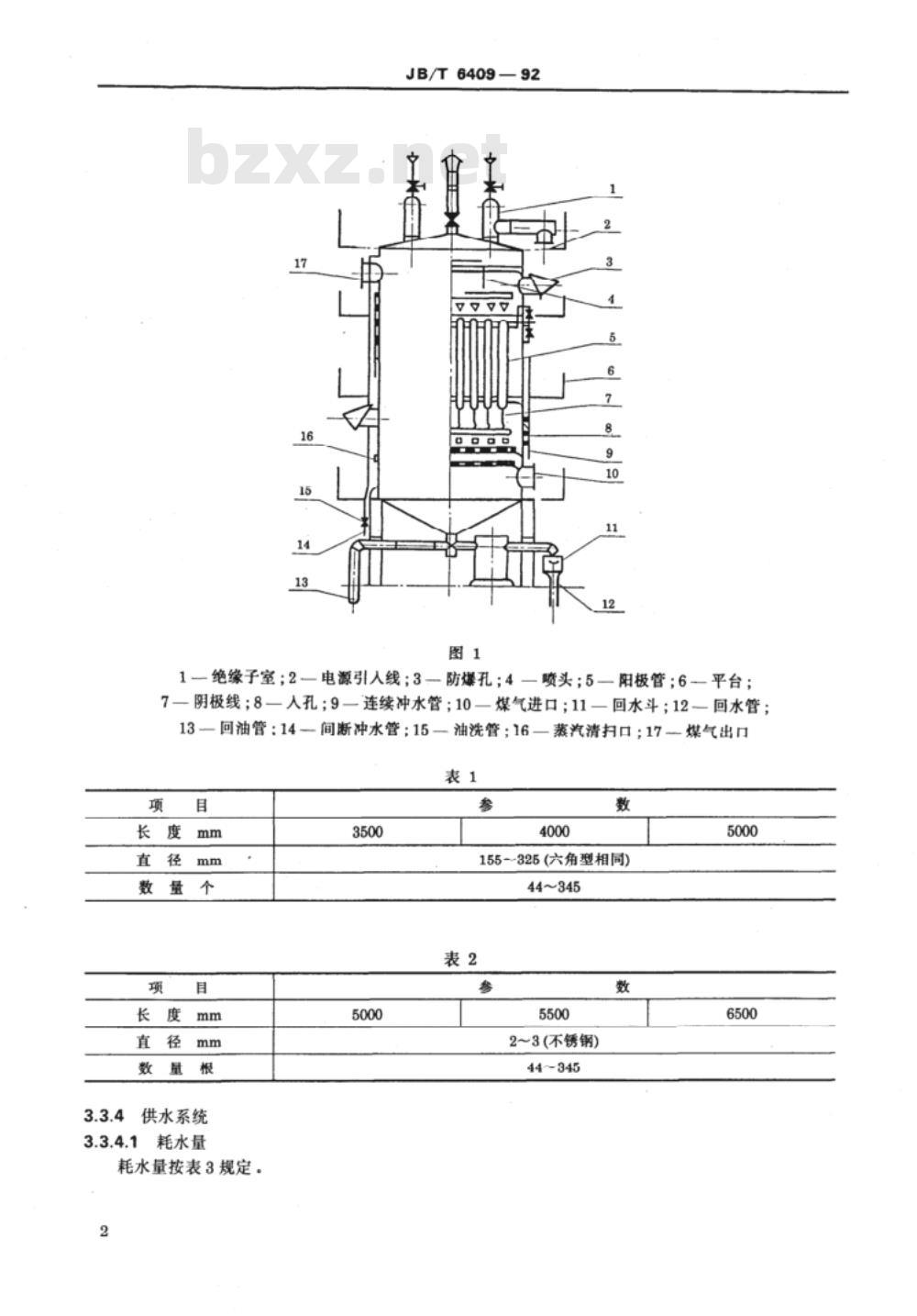 JB/T 6409-1992 煤气用湿式管型电除尘器