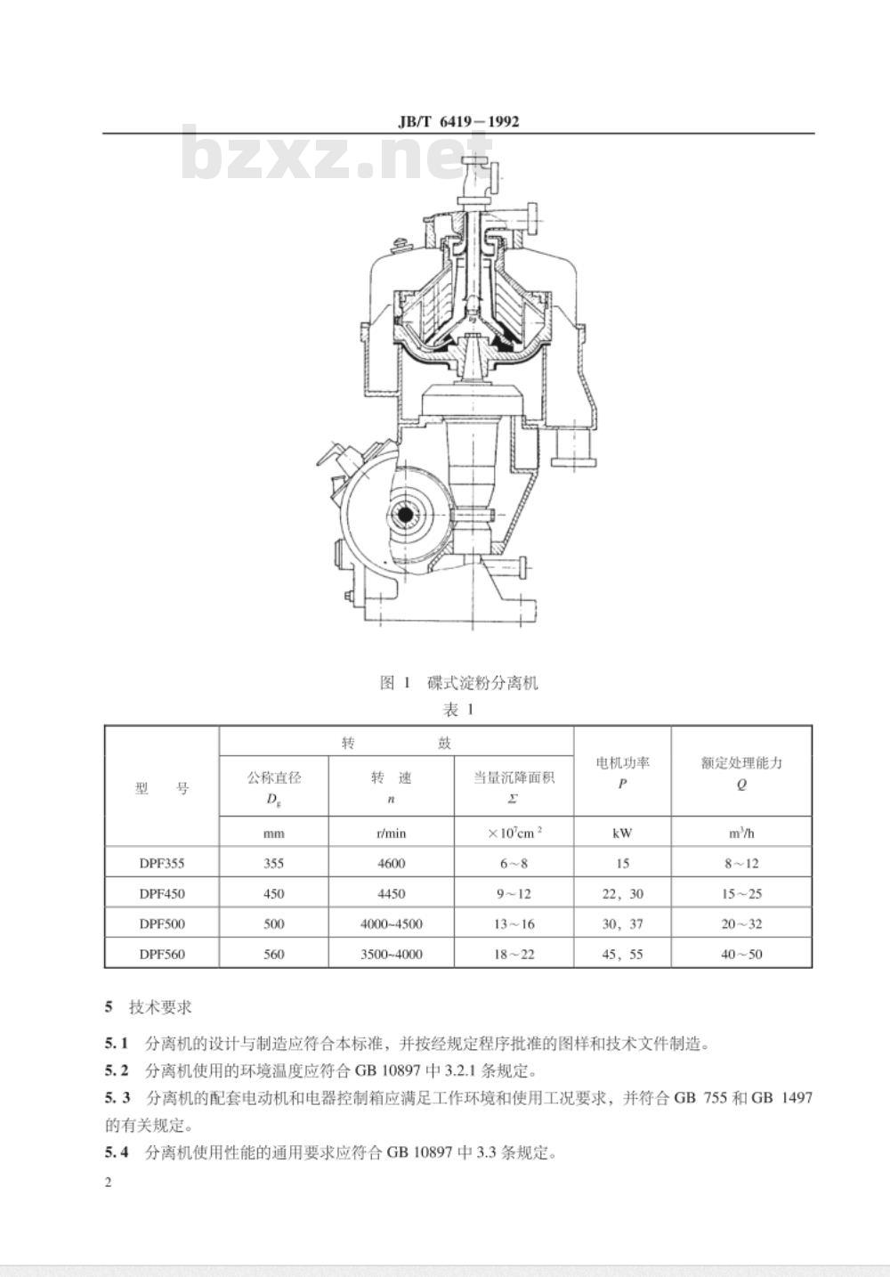 JB/T 6419-1992 碟式淀粉分离机
