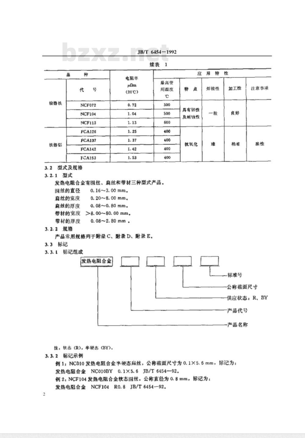 JB/T 6454-1992 发热电阻合金 技术条件