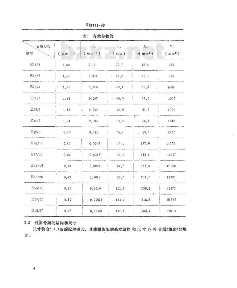 SJ 3171-1988 磁性氧化物制成的矩形截面Ｅ形磁芯及其附件的尺寸