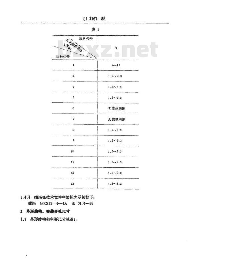 SJ 3167-1988 ＧＺＳ１２－４－４型彩色显像管插座