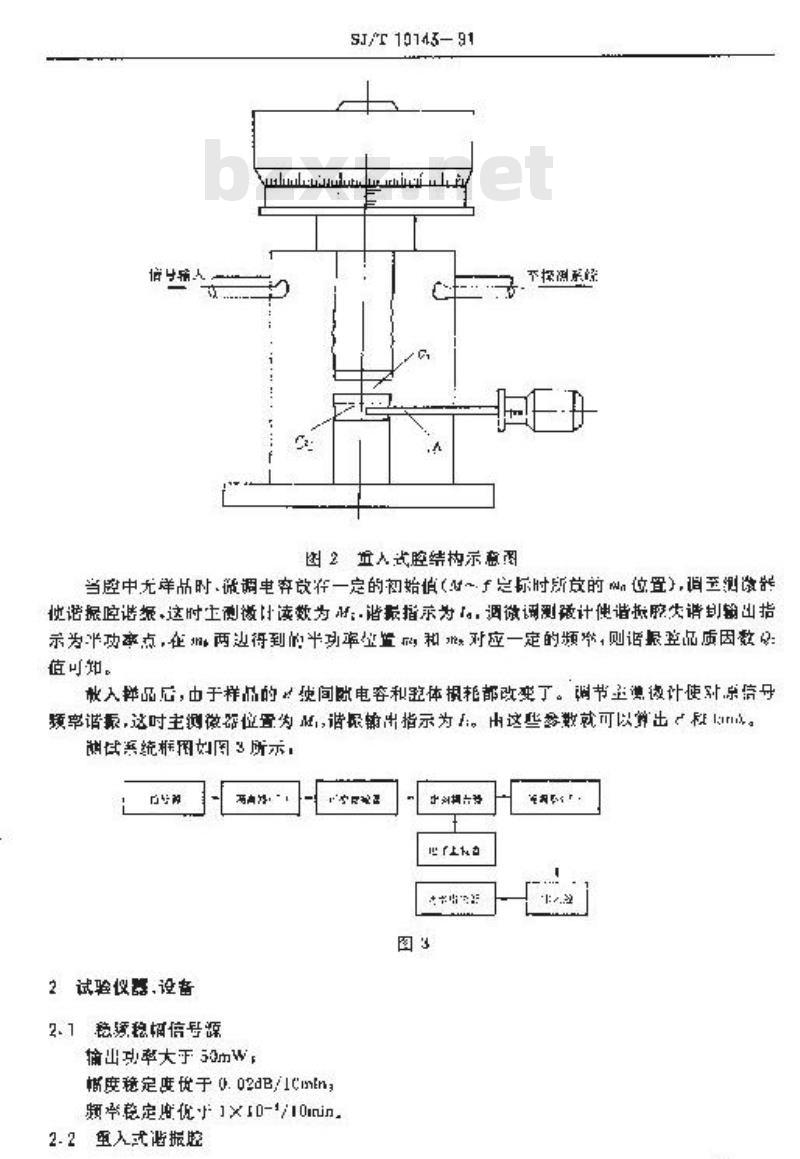 SJ/T 10143-1991 固体电介质微波复介电常数测试方法 重入腔法
