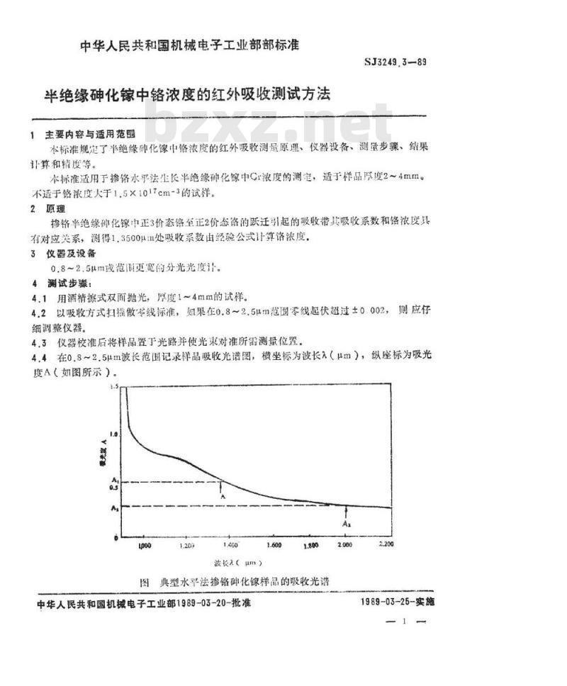 SJ 3249.3-1989 半绝缘砷化镓中铬浓度的红外吸收测试方法