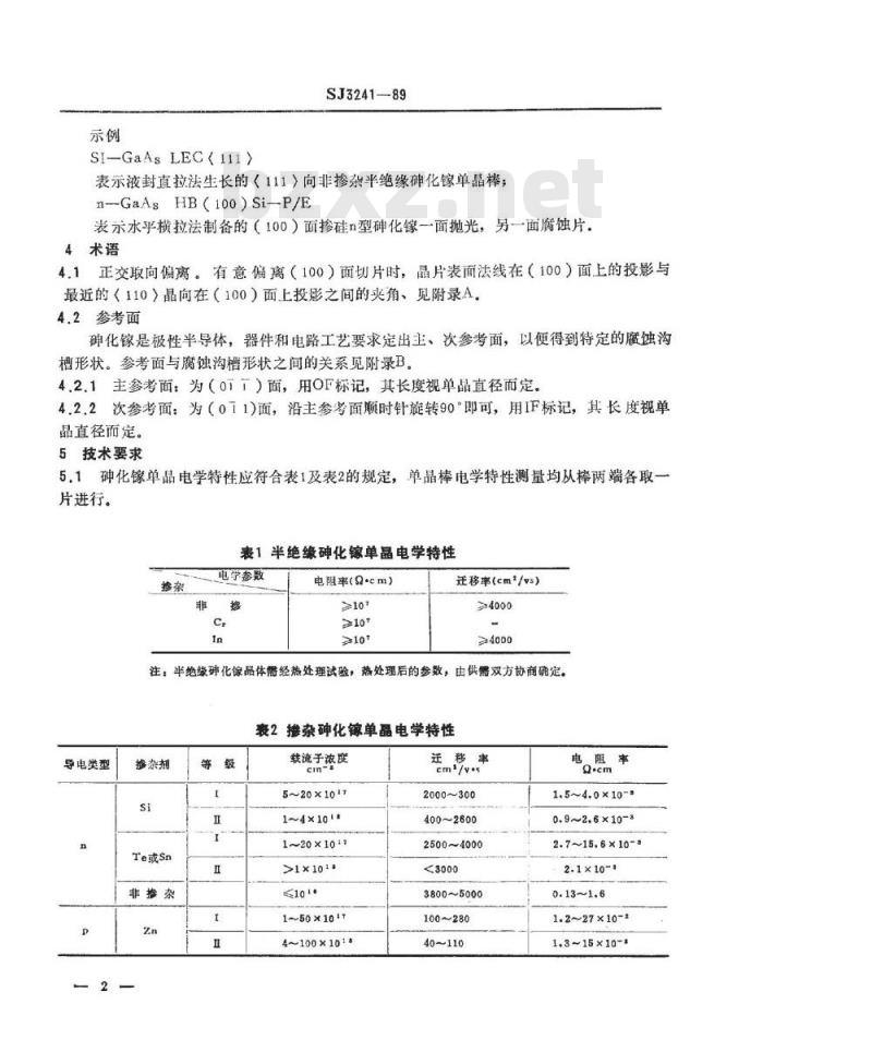 SJ 3241-1989 砷化镓单晶棒及片