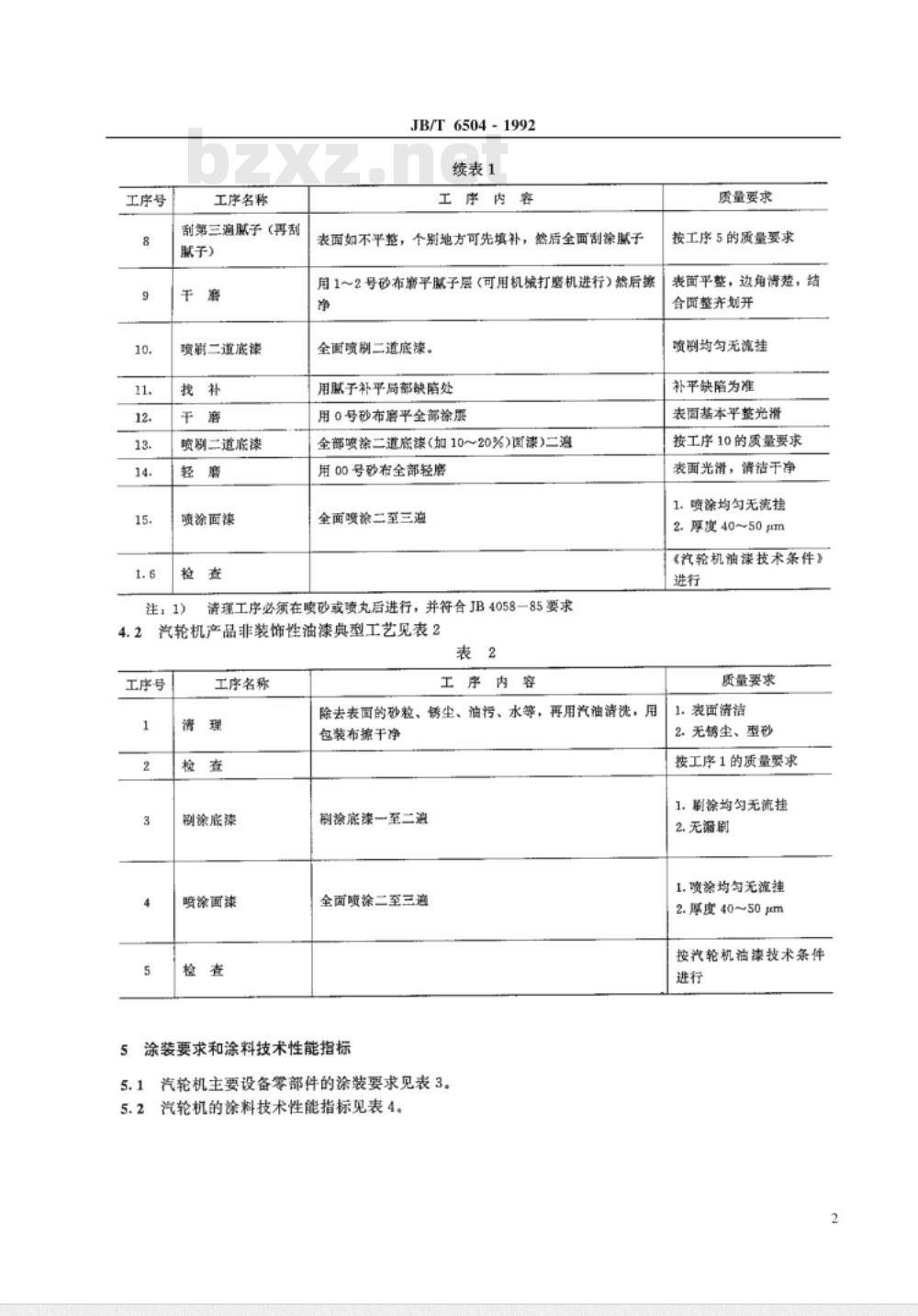 JB/T 6504-1992 汽轮机油漆 典型工艺