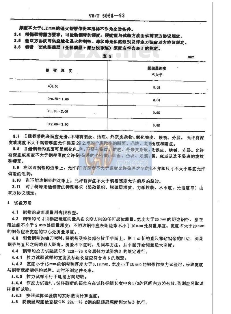 YB/T 5058-1993 弹簧钢、工具钢冷轧钢带