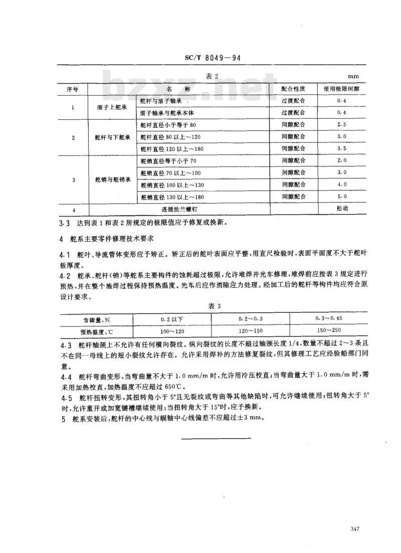 SC/T 8049-1994 渔船舵系修理技术要求
