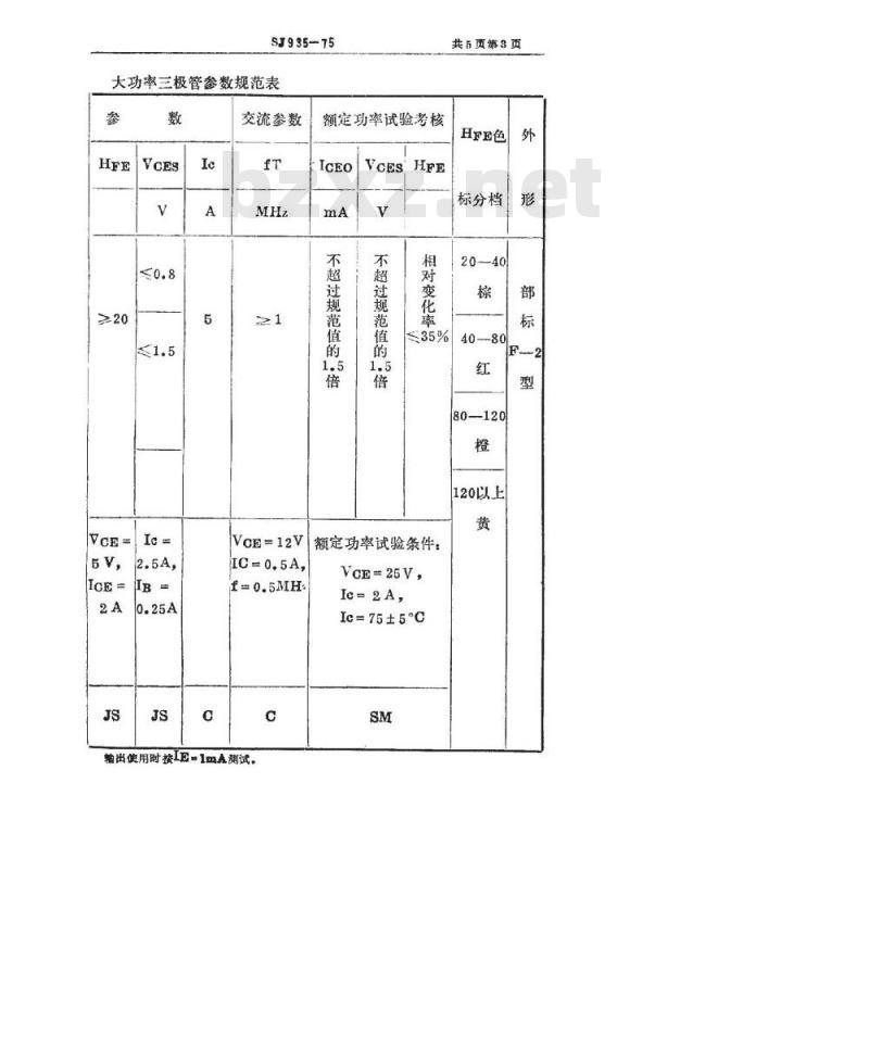 SJ 935-1975 3DD101(102)型硅NPN低频高反压大功率三极管