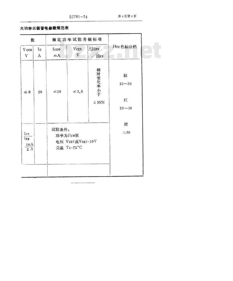 SJ 781-1974 3DD73型NPN硅外延平面低频大功率三极管