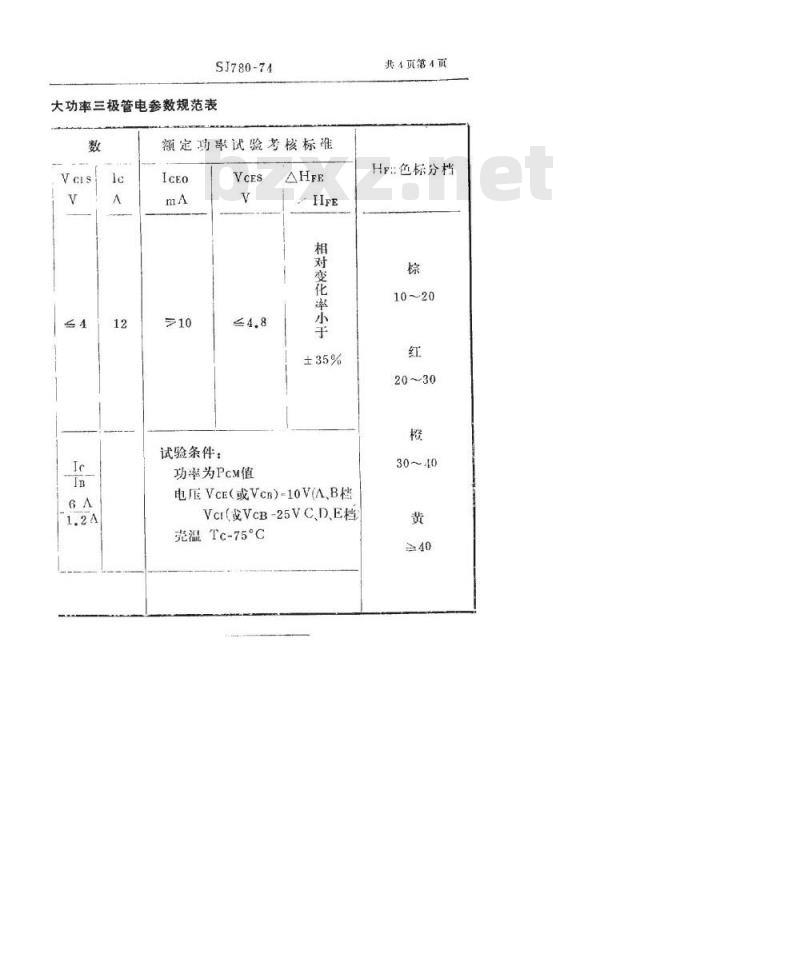 SJ 780-1974 3DD72型NPN硅合金扩散低频大功率三极管