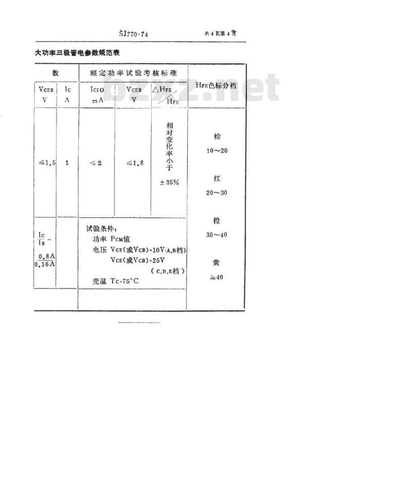 SJ 770-1974 3DD58型NPN硅合金扩散低频大功率三极管
