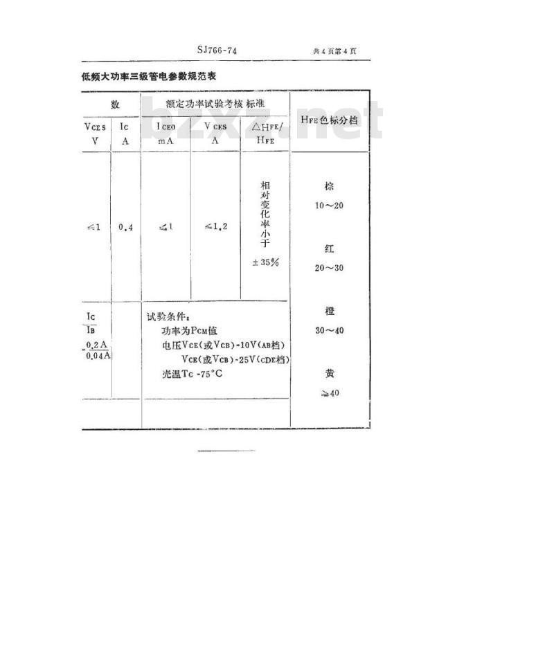 SJ 766-1974 3DD52型NPN硅合金扩散低频大功率三极管