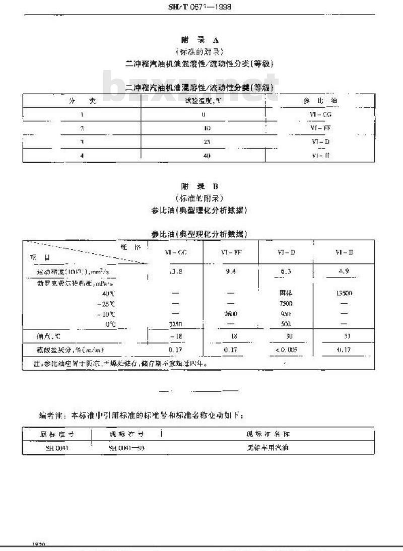 SH/T 0671-1998 二冲和汽油机油流动性及其与汽油混溶性测定法