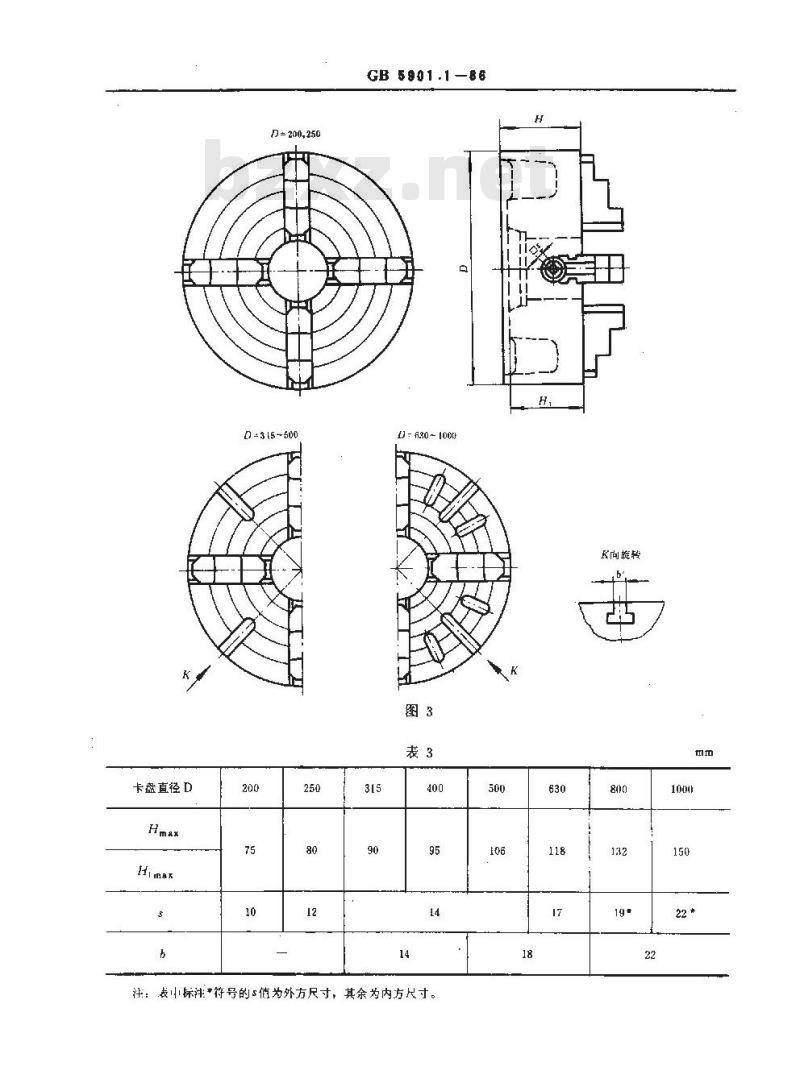 GB/T 5901.1-1986 四爪单动卡盘 型式、基本参数和尺寸
