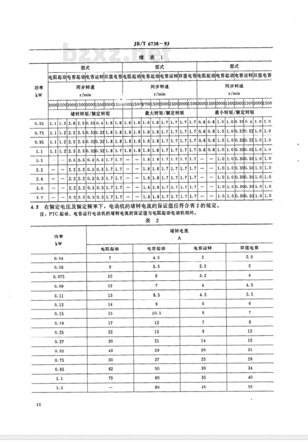 JB/T 6738-1993 封闭式制冷压缩机用单相异步电动机 通用技术条件