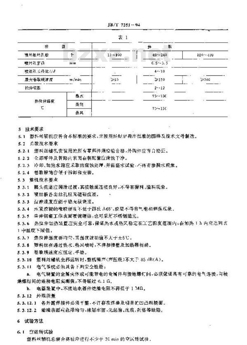 JB/T 7251-1994 塑料挤出拉丝辅机