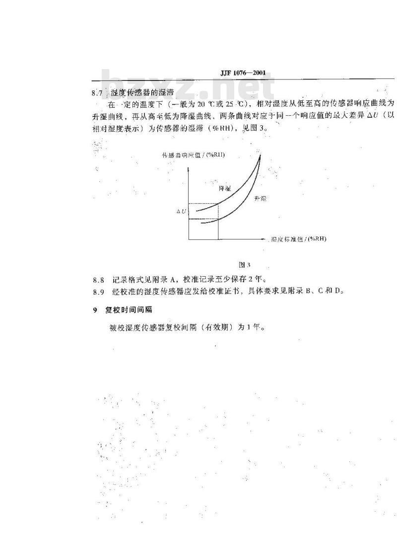 JJF 1076-2001 湿度传感器校准规范