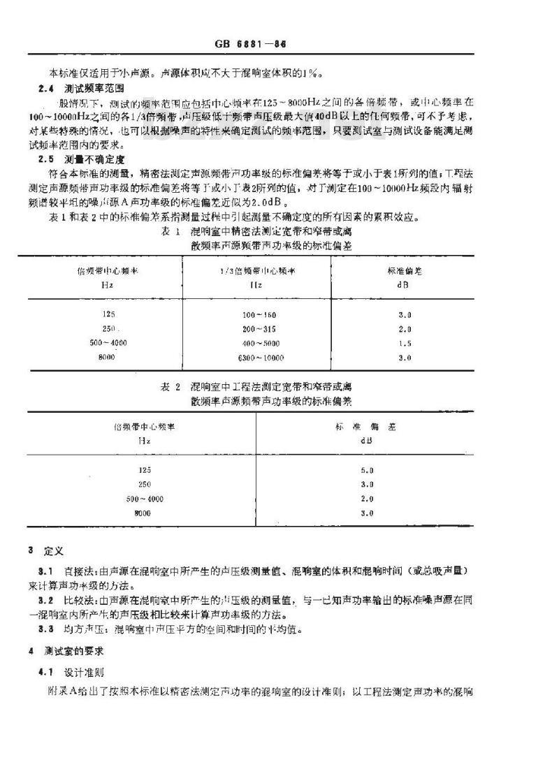 GB/T 6881-1986 声学 噪声源声功率级的测定混响室精密法和工程法