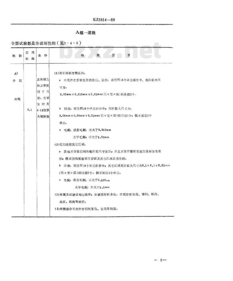 SJ 2854-1988 半导体分立器件 塑封引线框架详细规范