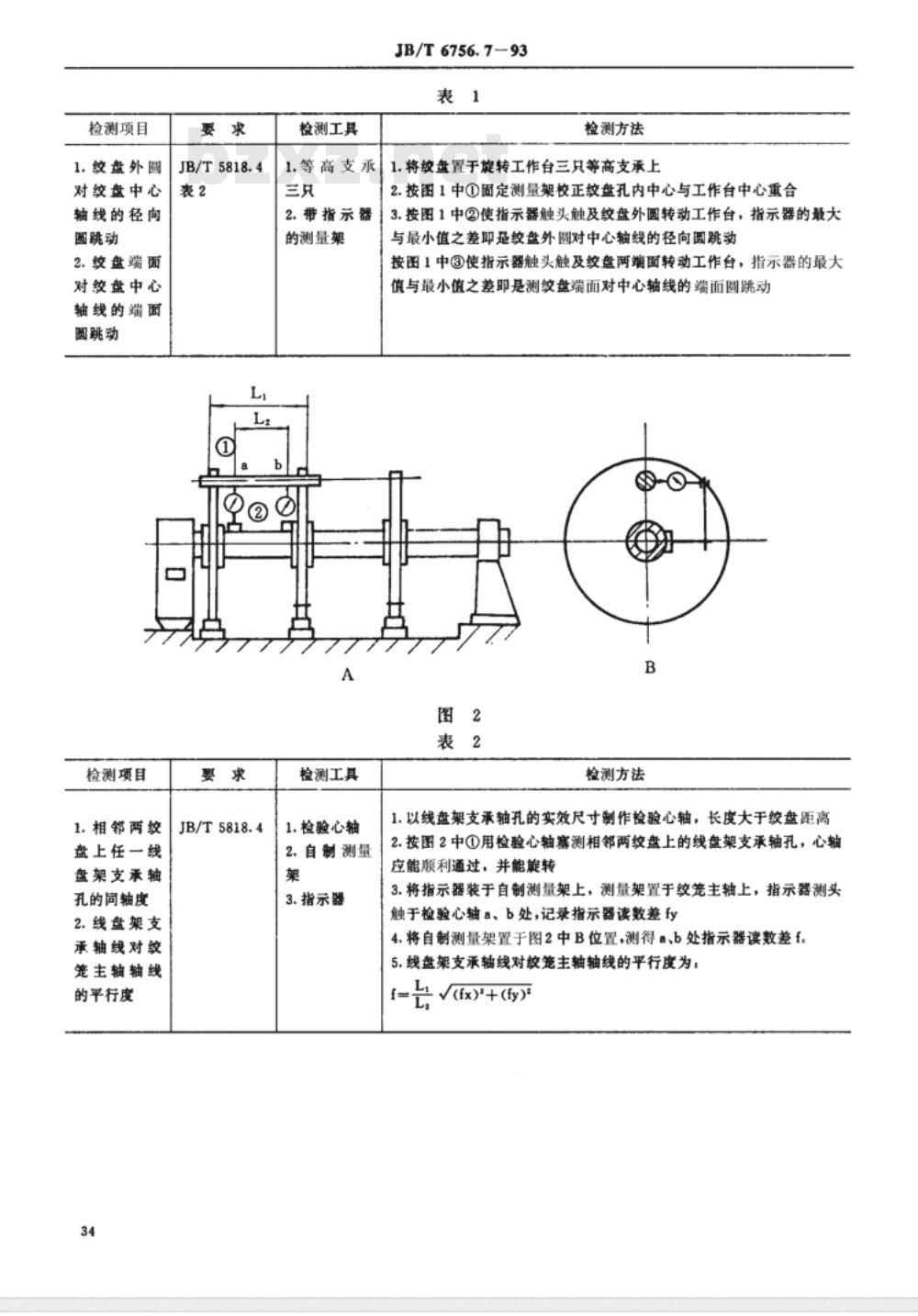 JB/T 6756.7-1993 电线电缆专用设备检测方法 第7部分：JLY型笼绞设备