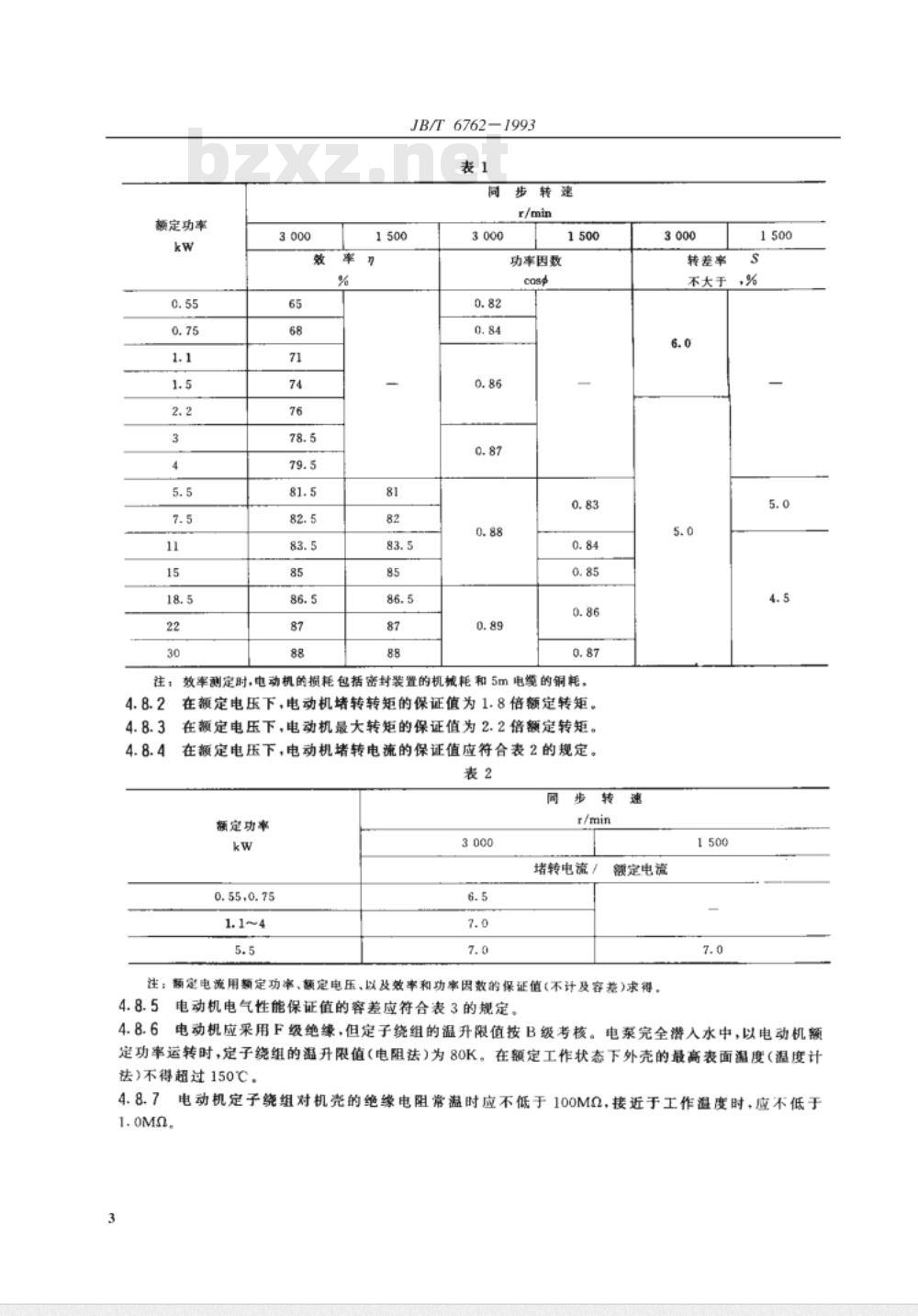 JB/T 6762-1993 矿用隔爆型潜水电泵 技术条件