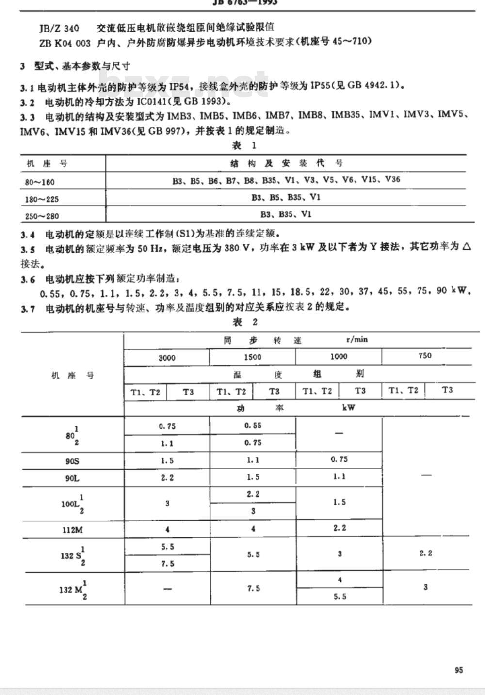 JB/T 6763-1993 YA-W、YA-WF1系列户外、户外防腐增安型三相异步电动机 (机座号80～280)