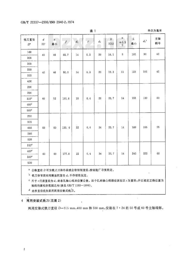 GB/T 20337-2006 装在7:24锥柄心轴上的镶齿套式面铣刀