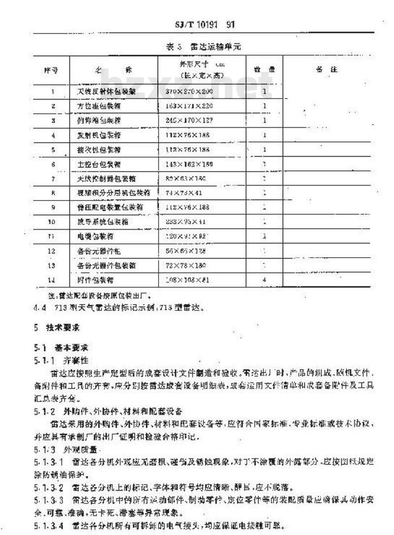 SJ/T 10191-1991 ７１３型天气雷达