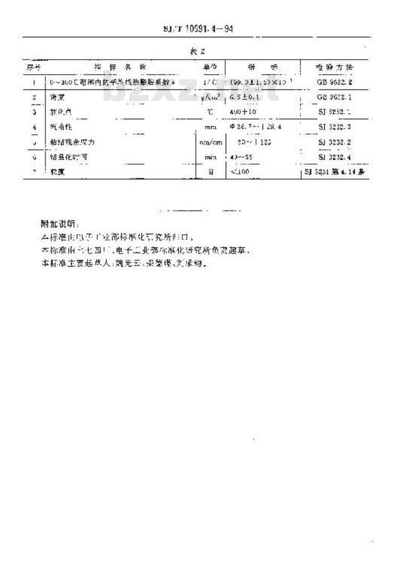 SJ/T 10591.3-1994 ＤＨ－７０６型电子玻璃技术数据
