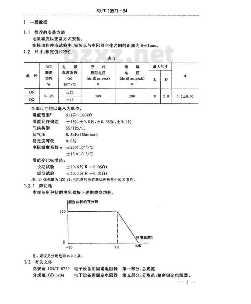 SJ/T 10571-1994 电子器件详细规范 精密固定电阻器 ＲＪ７３型精密金属膜电阻器 评定水平Ｅ