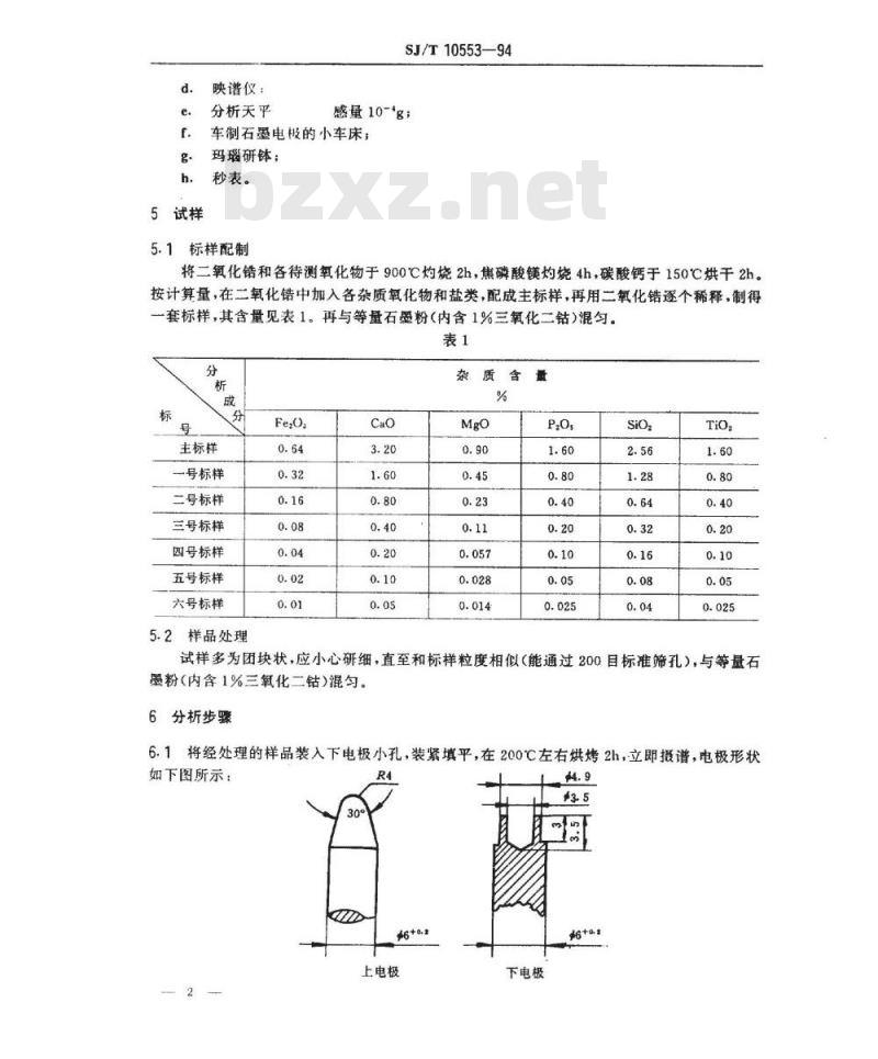 SJ/T 10553-1994 电子陶瓷用二氧化锆中杂质的发射光谱分析方法