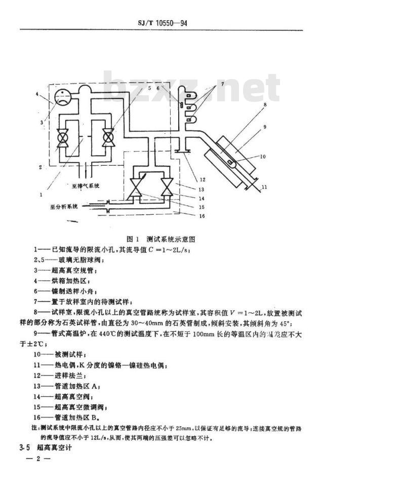 SJ/T 10550-1994 电子管内涂石墨乳真空放气性能测试方法