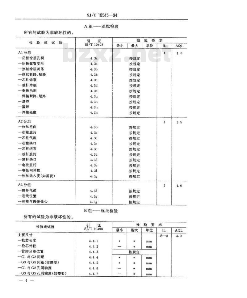 SJ/T 10545-1994 黑白显像管电子枪空白详细规范