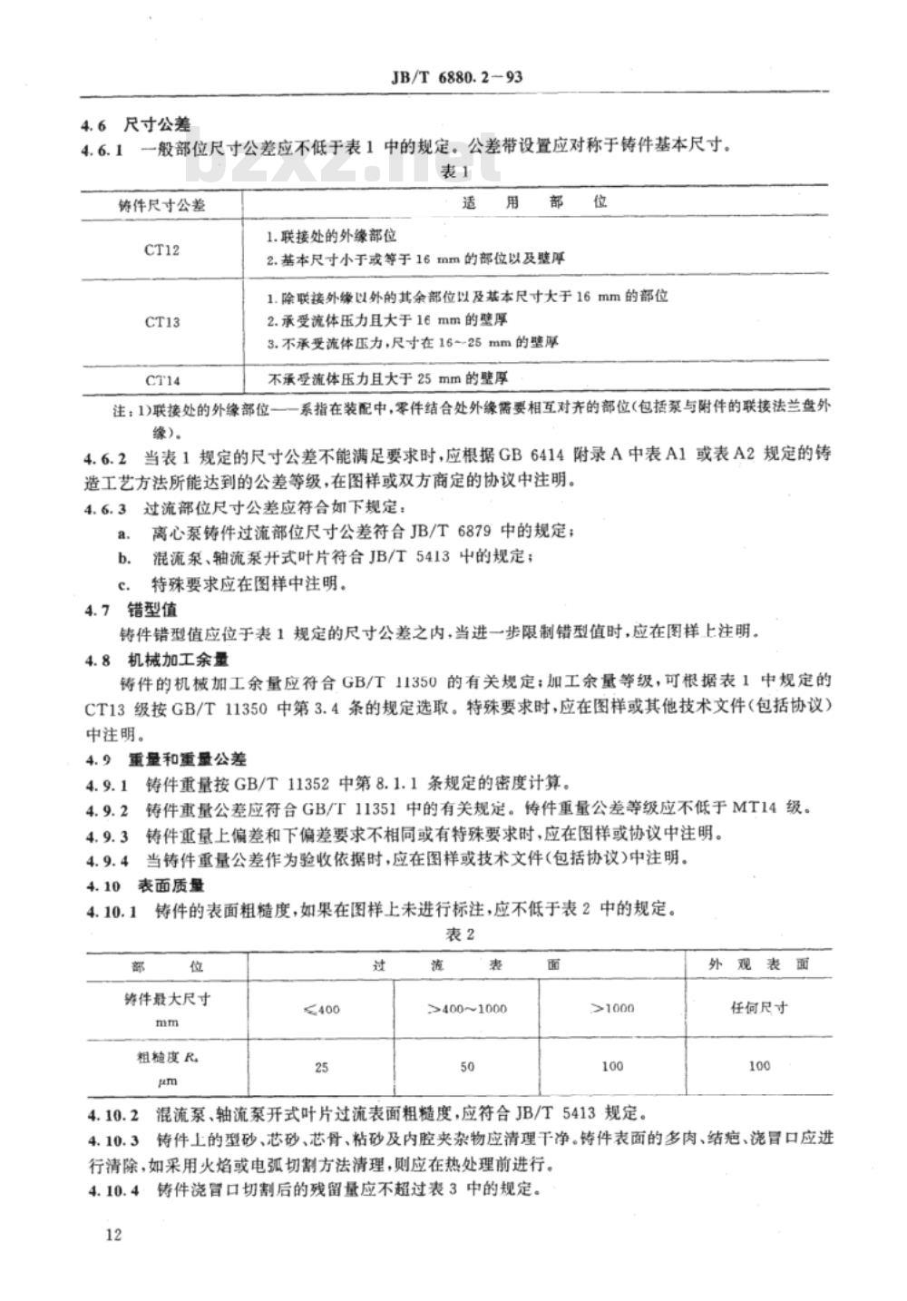 JB/T 6880.2-1993 泵用铸钢件