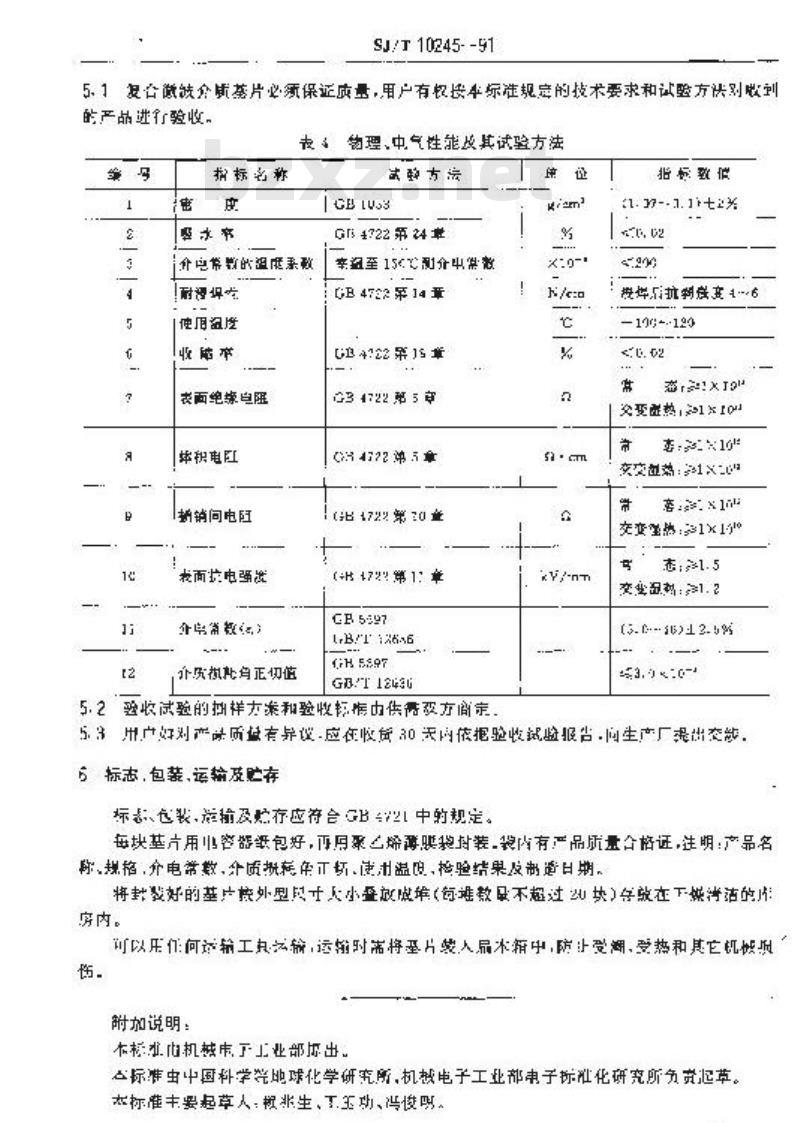 SJ/T 10245-1991 微波陶瓷介质材料 复合微波介质基片
