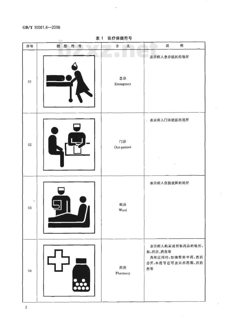 GB/T 10001.6-2006 标志用公共信息图形符号 第6部分： 医疗保健符号