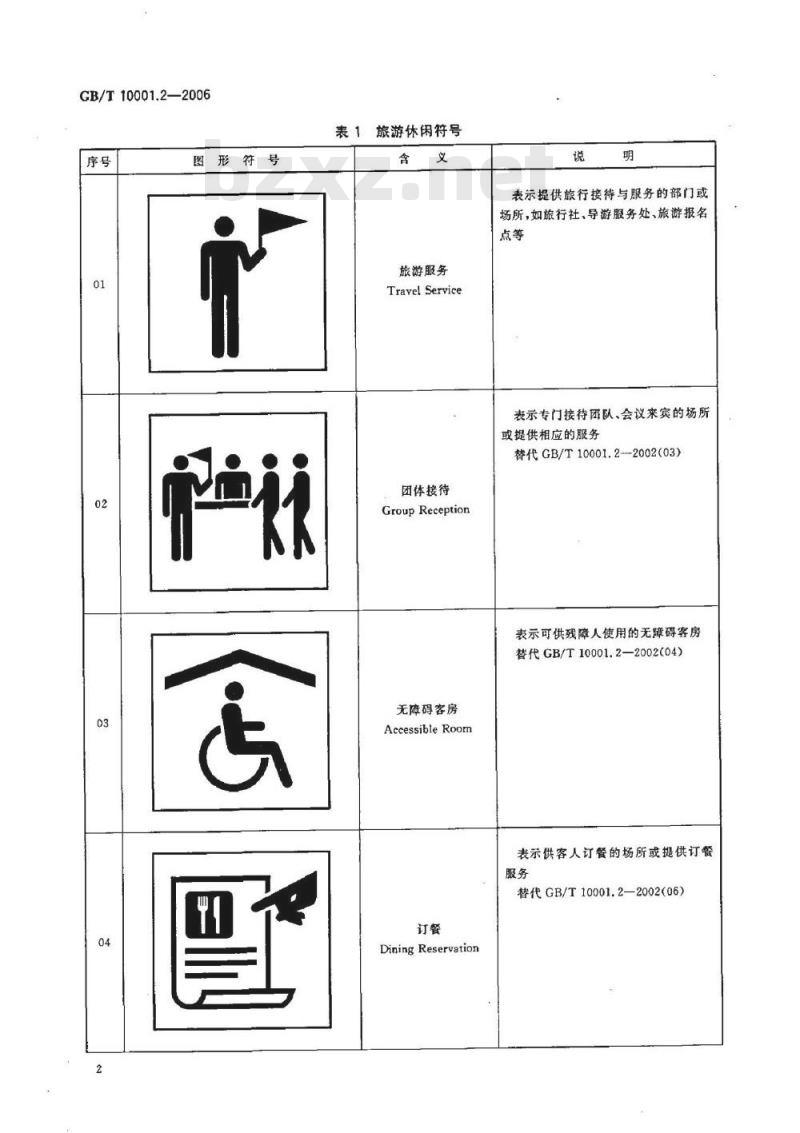 GB/T 10001.2-2006 标志用公共信息图形符号 第2部分:旅游休闲符号