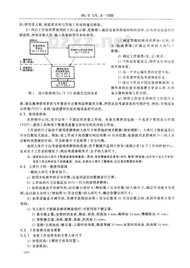 DL/T 575.8-1999 控制中心人机工程设计导则 第8部分：工作站的布局和尺寸