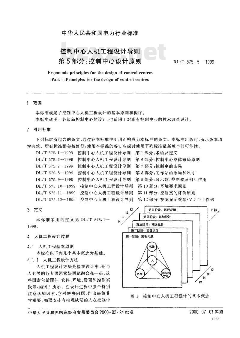 DL/T 575.5-1999 控制中心人机工程设计导则 第5部分：控制中心设计原则
