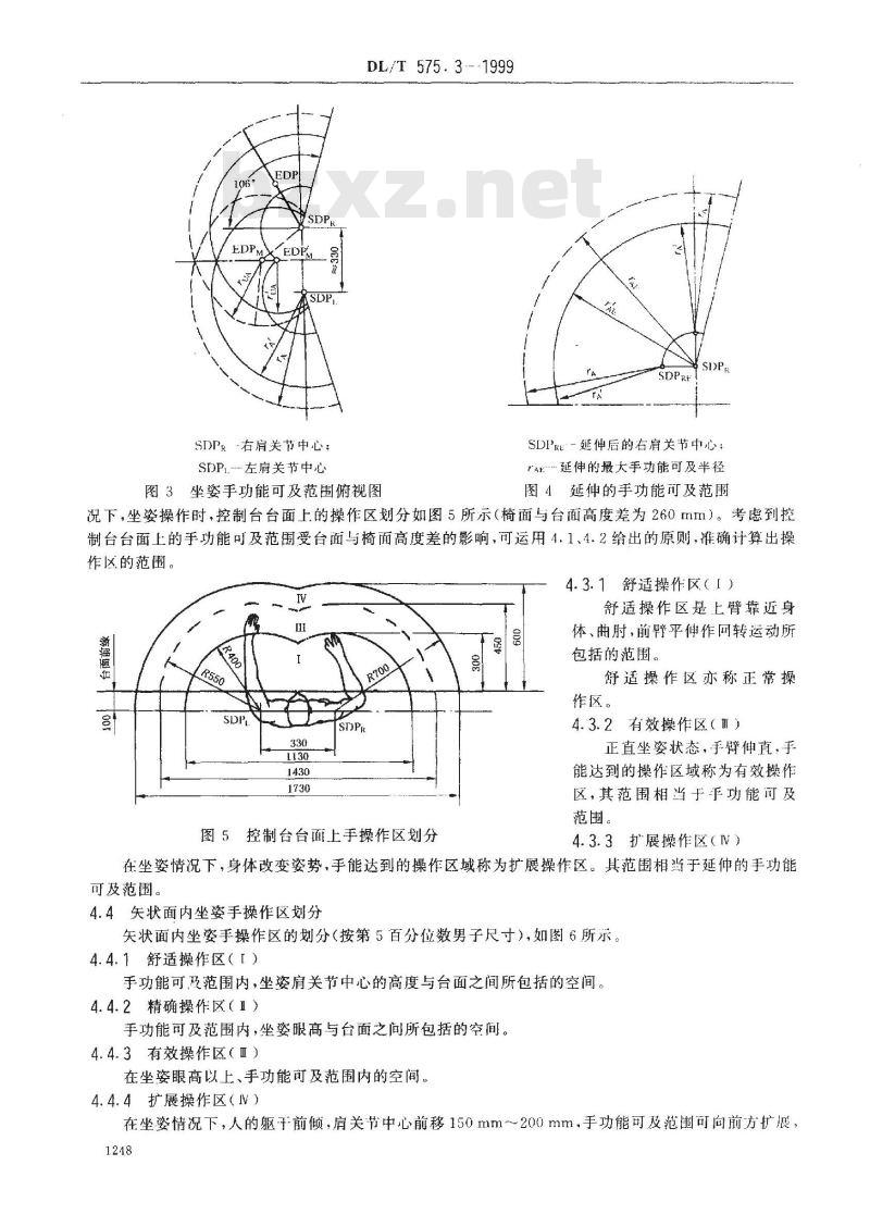 DL/T 575.3-1999 控制中心人机工程设计导则 第3部分：手可及范围与操作区划分
