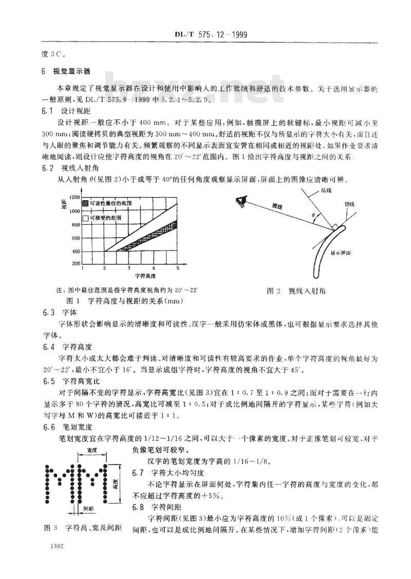 DL/T 575.12-1999 控制中心人机工程设计导则 第12部分：视觉显示终端(VDT)工作站
