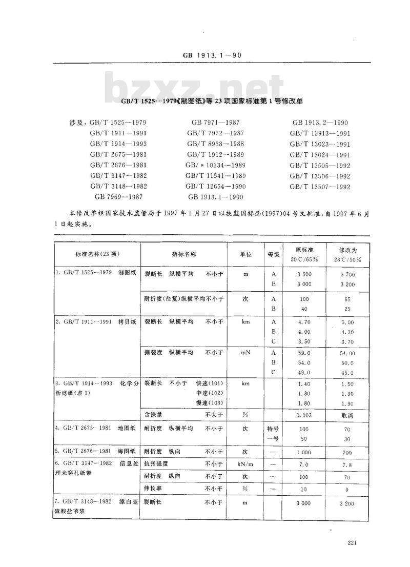 GB 1913.1-1990 末漂浸渍绝缘纸