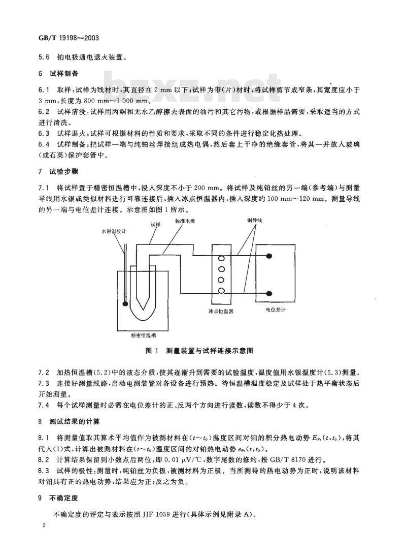GB/T 19198-2003 贵金属及其合金对铂热电动势的测试方法