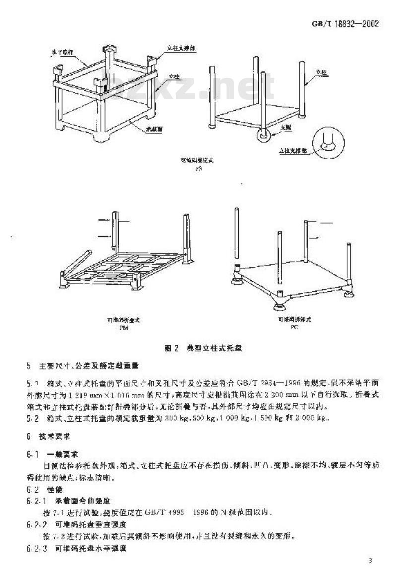GB/T 18832-2002 箱式、立柱式托盘